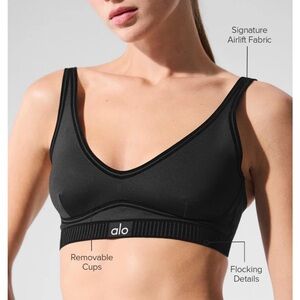 ALO Yoga Black V-Neck Airlift Sports Bra